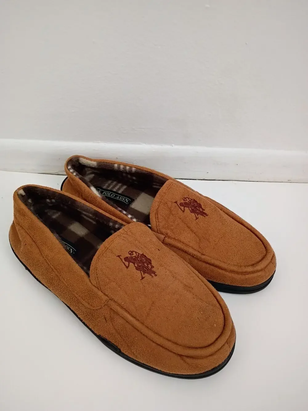 U.S Polo Assassin's Men's Brown Suede Comfy Bear Slippers Size 11/12